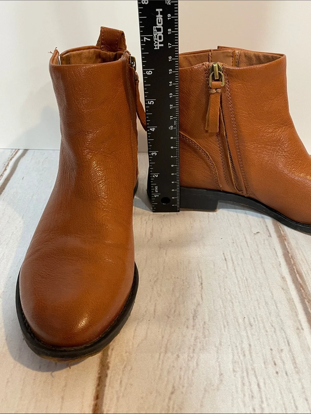 Franco Sarto Leather Ankle Boots  Brown Women’s 7.5 Chelsea Zip Classic Booties